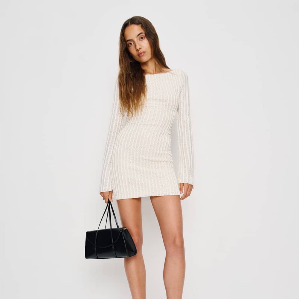 Reformation Ezra Knit Dress Ivory - Size M